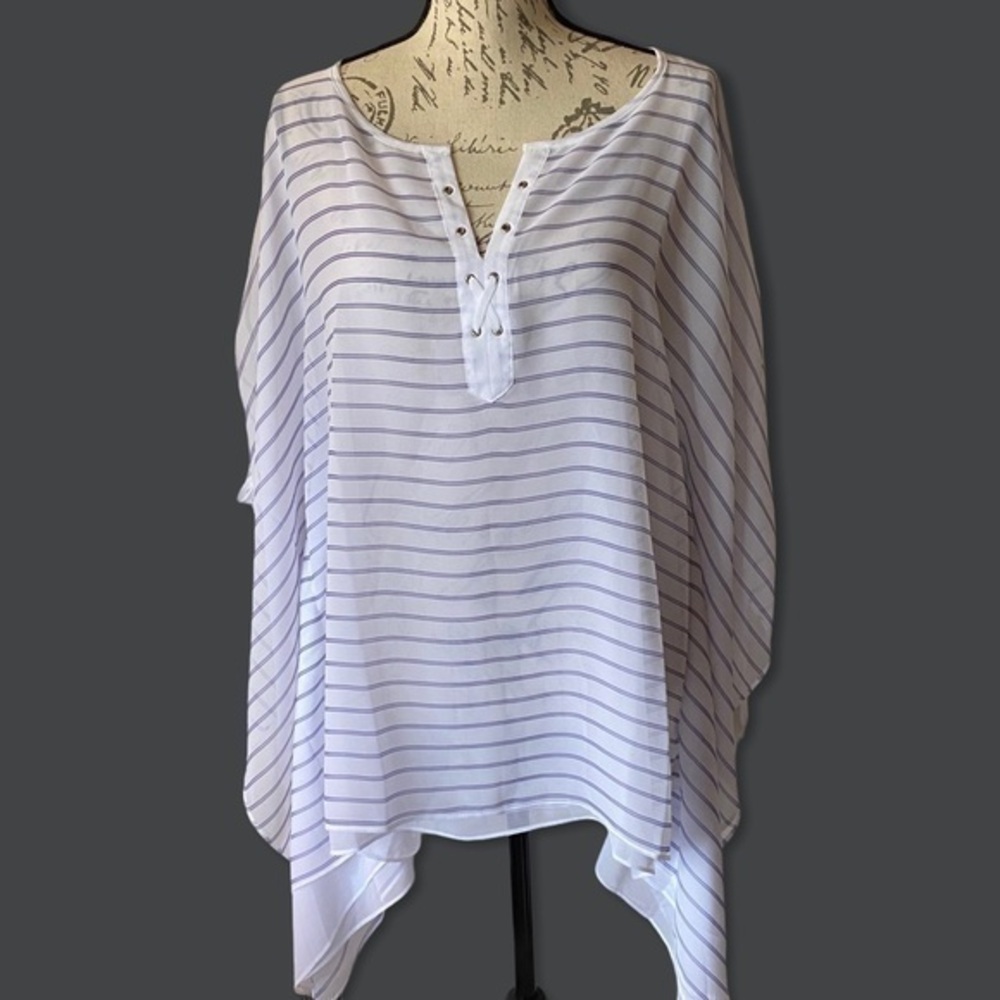 Hot Hollywood Blue and White Top  cover up